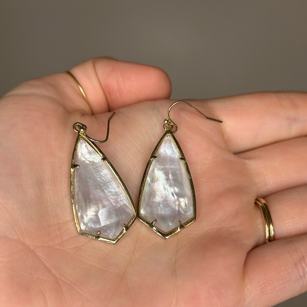 Kendra Scott Ivory Stone and Gold Large Drop Earrings
